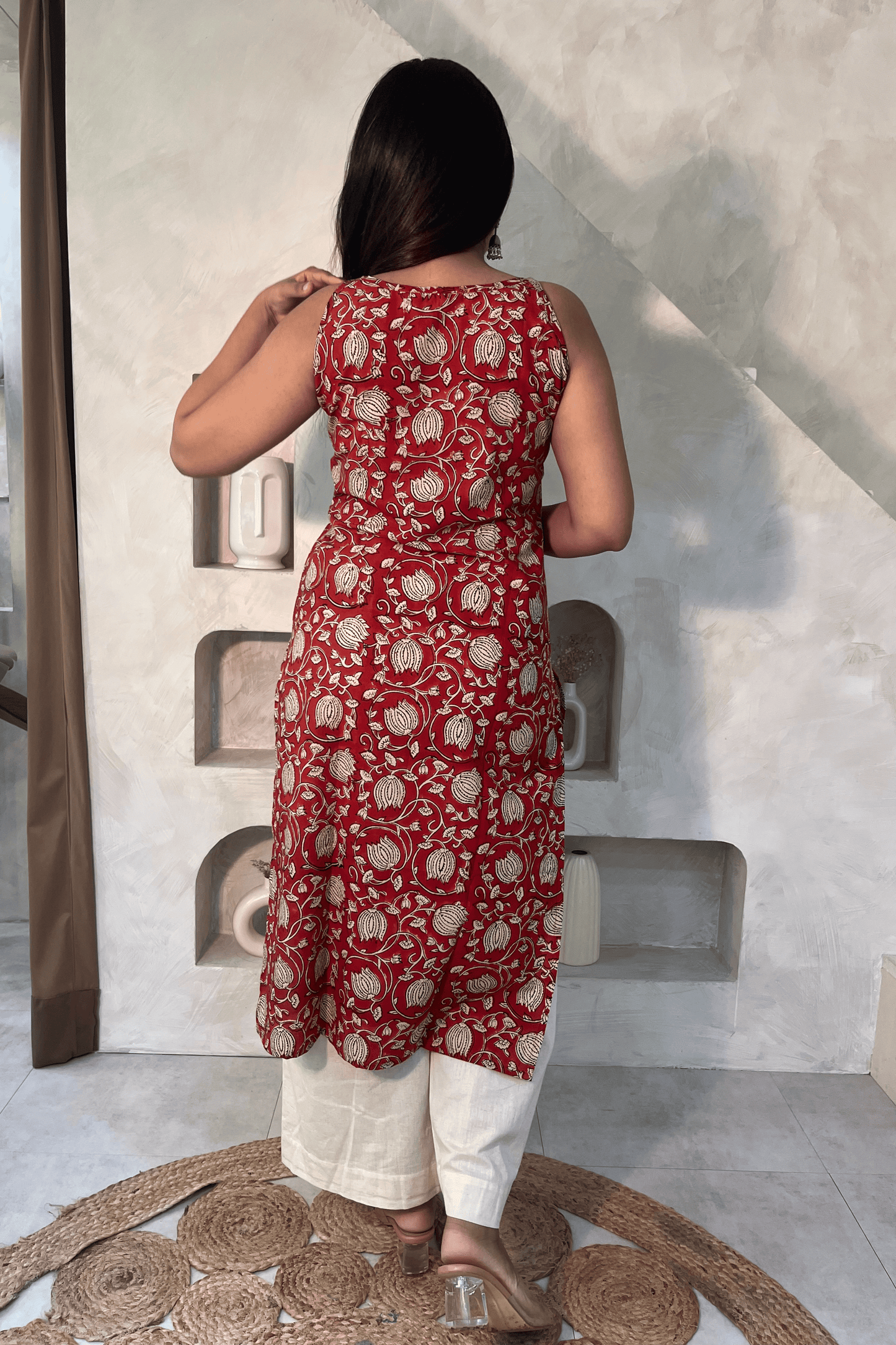 Vani block printed kurti-Rust