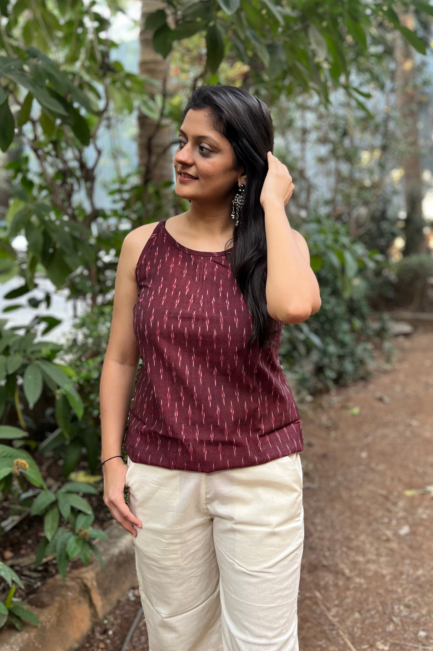 Maroon ikat camisole