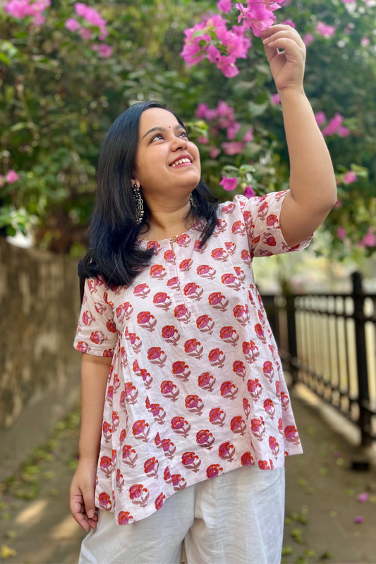 Seher block printed top-White