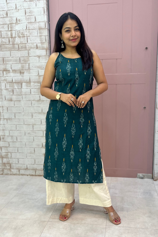 Emerald Green Ikat kurti
