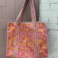 Peach block printed bag-large