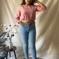 Peach ikat cropped top-XS