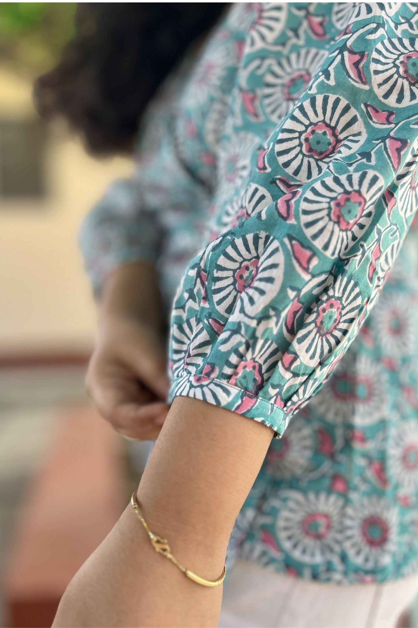 Mint floral wrap top