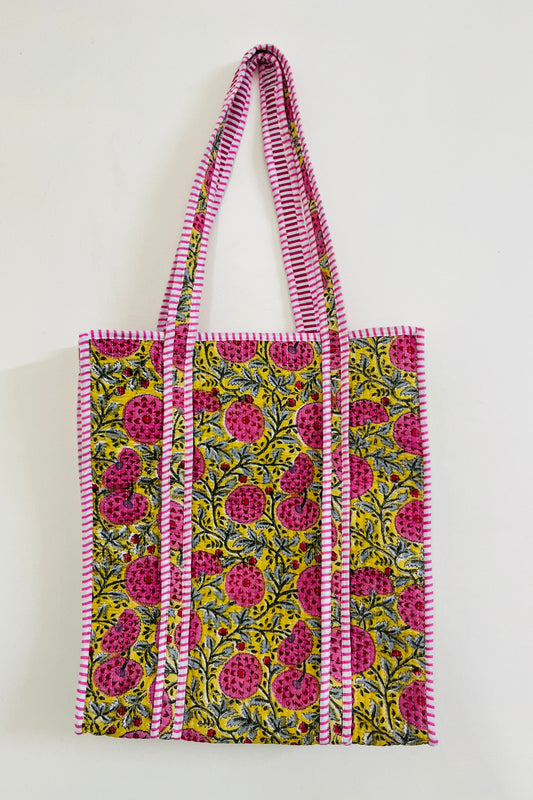 Yellow block printed bag