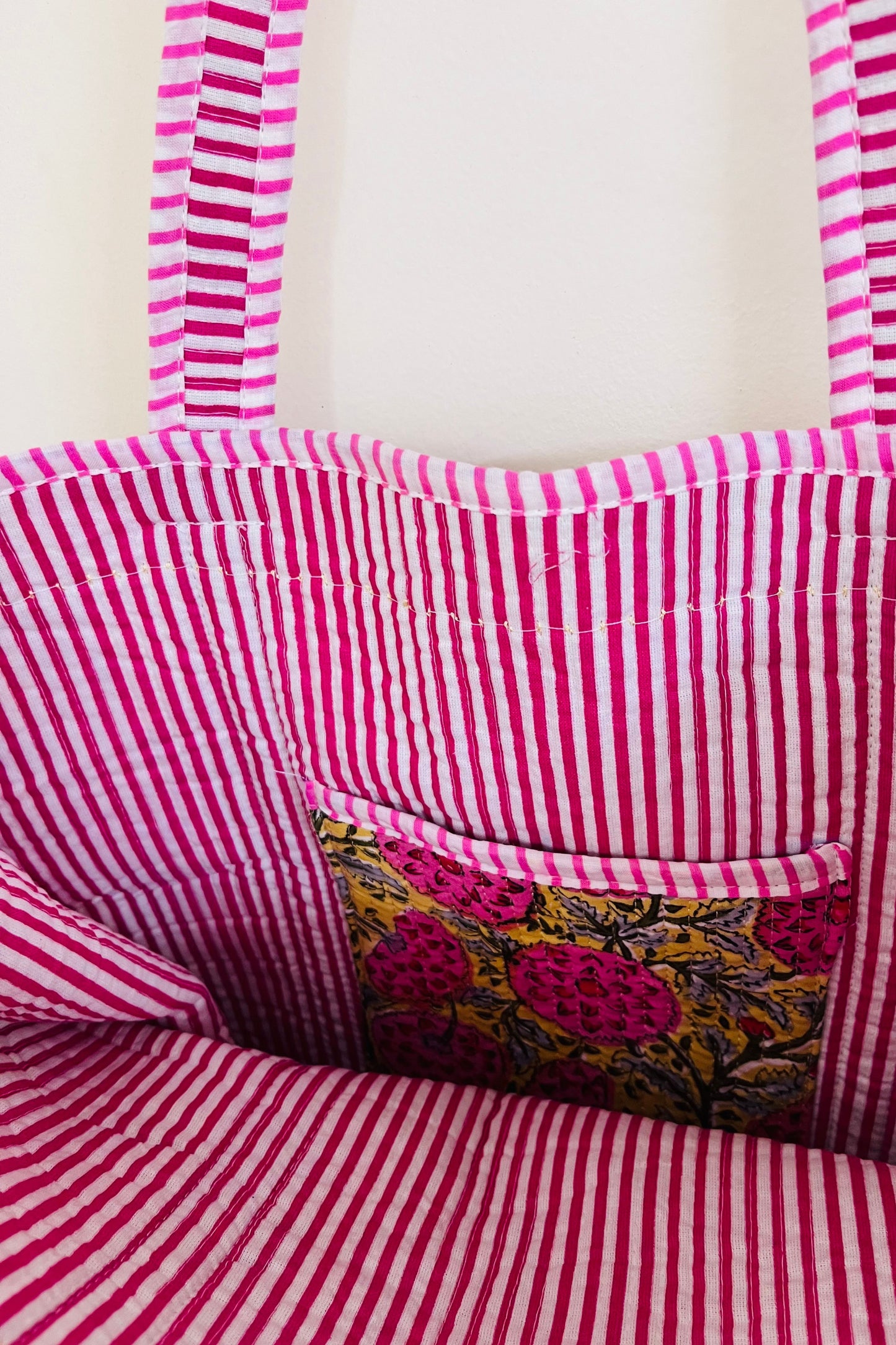 Yellow block printed bag