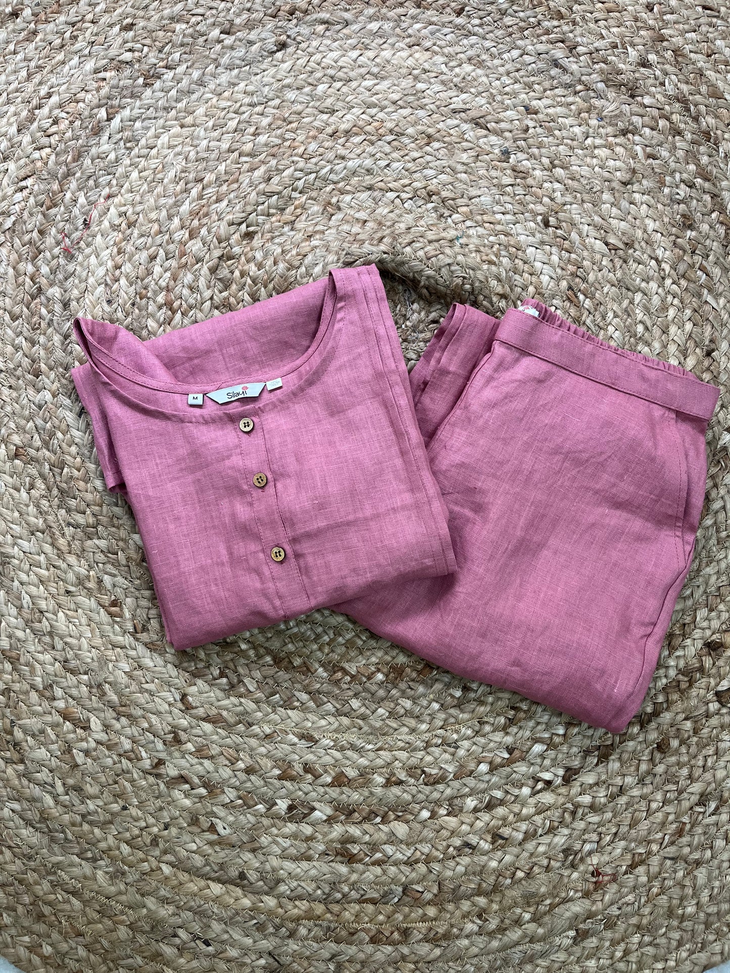 Linen kurta coord set- Pink (Pre-order)