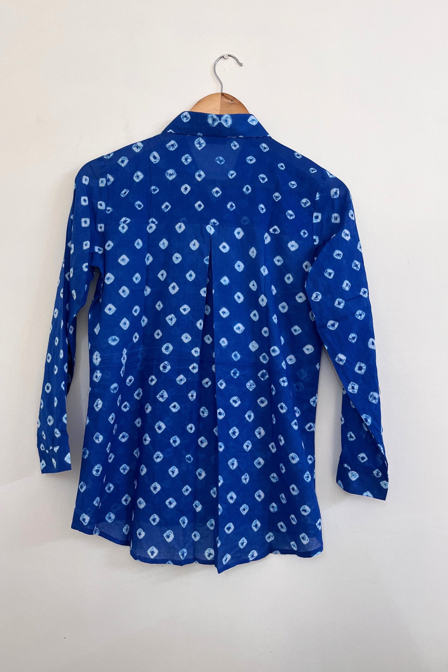 Mulmul Bandhani shirt-Blue