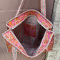 Peach block printed bag-large