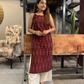 Maroon Ikat kurti