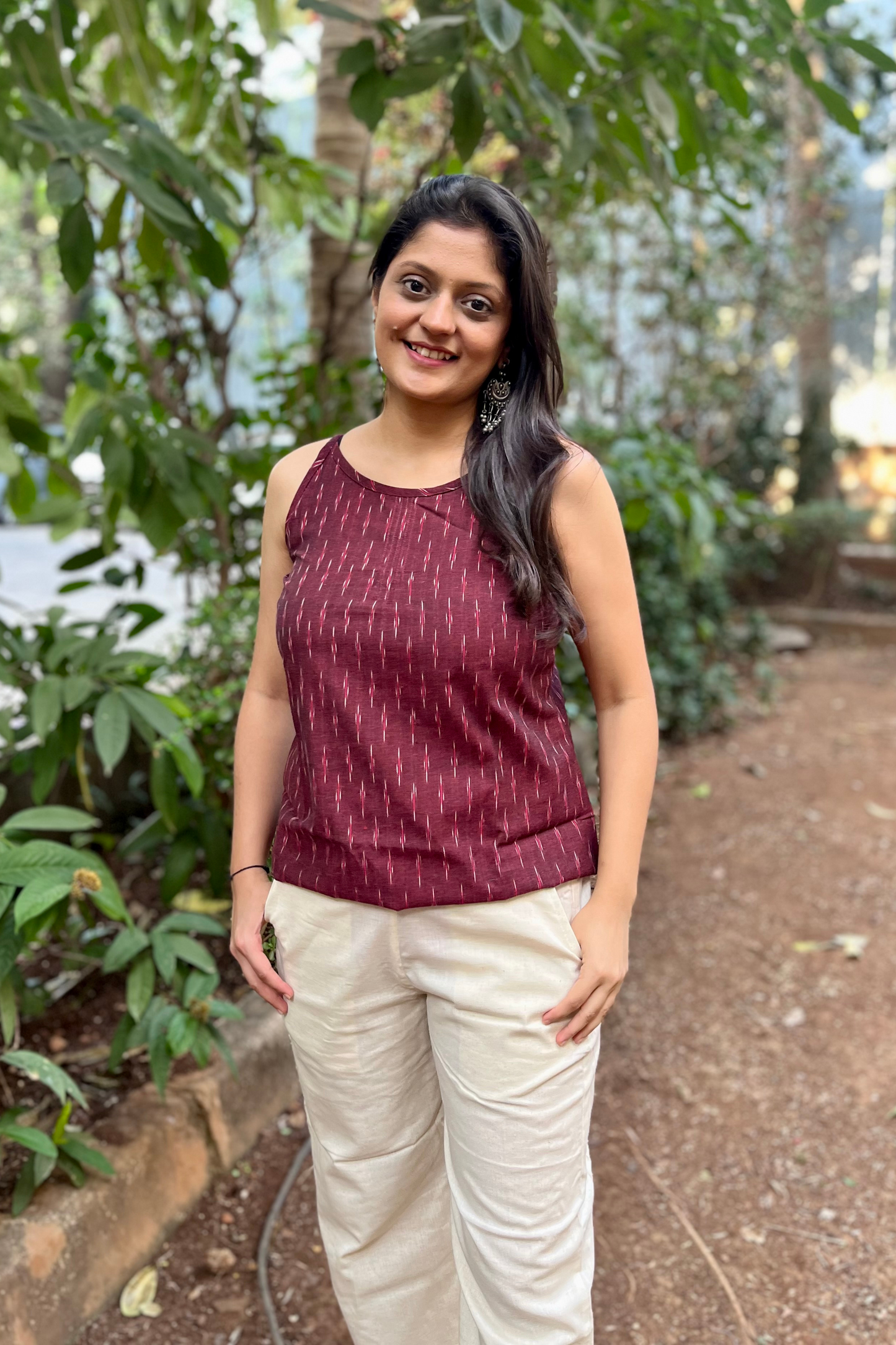 Maroon ikat camisole
