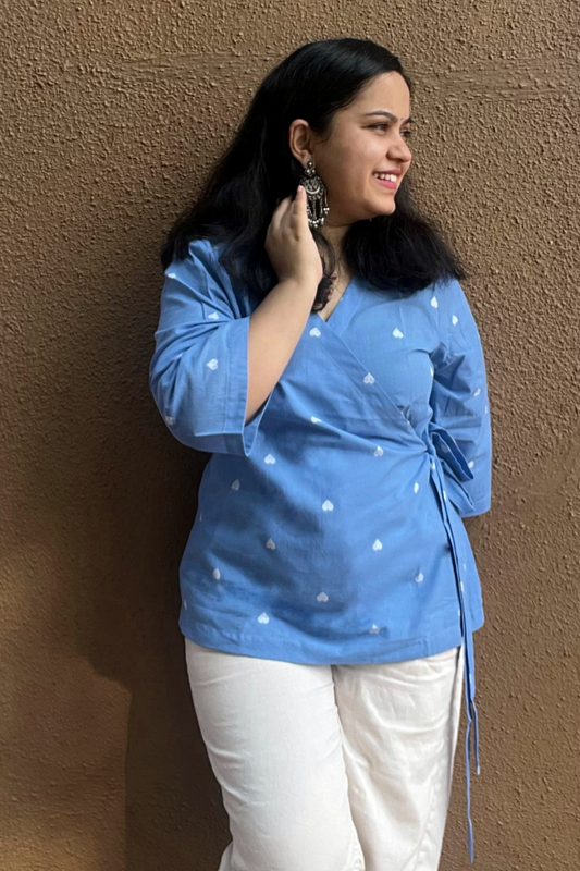 Sky blue wrap top-Limited edition-Softer feel