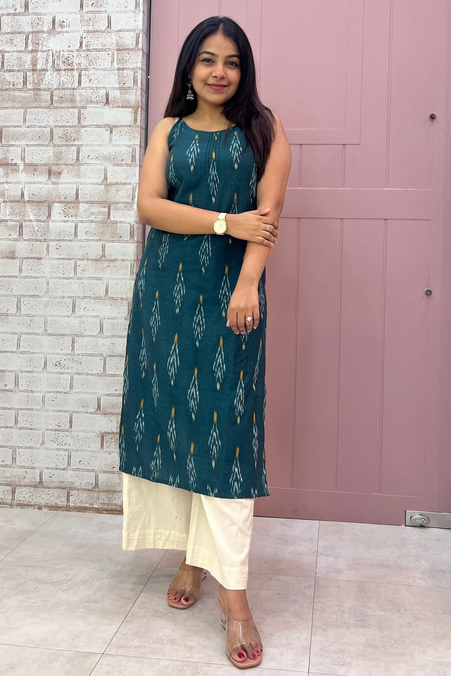 Emerald Green Ikat kurti