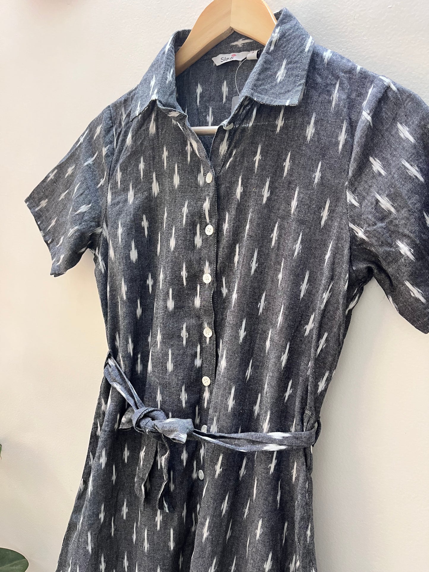 Grey Ikat shirt dress-S