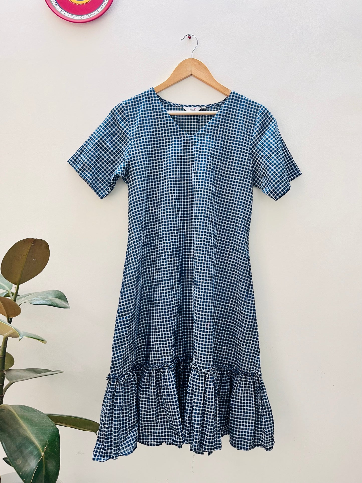 Blue handloom checks dress XS and M