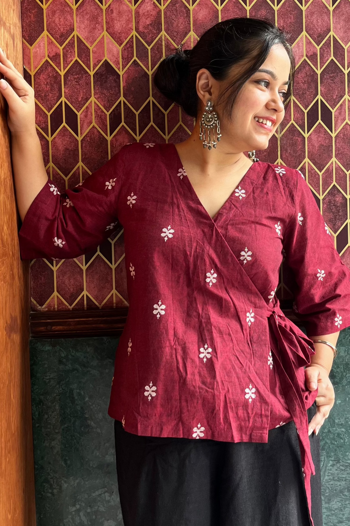Phool wrap top- Maroon