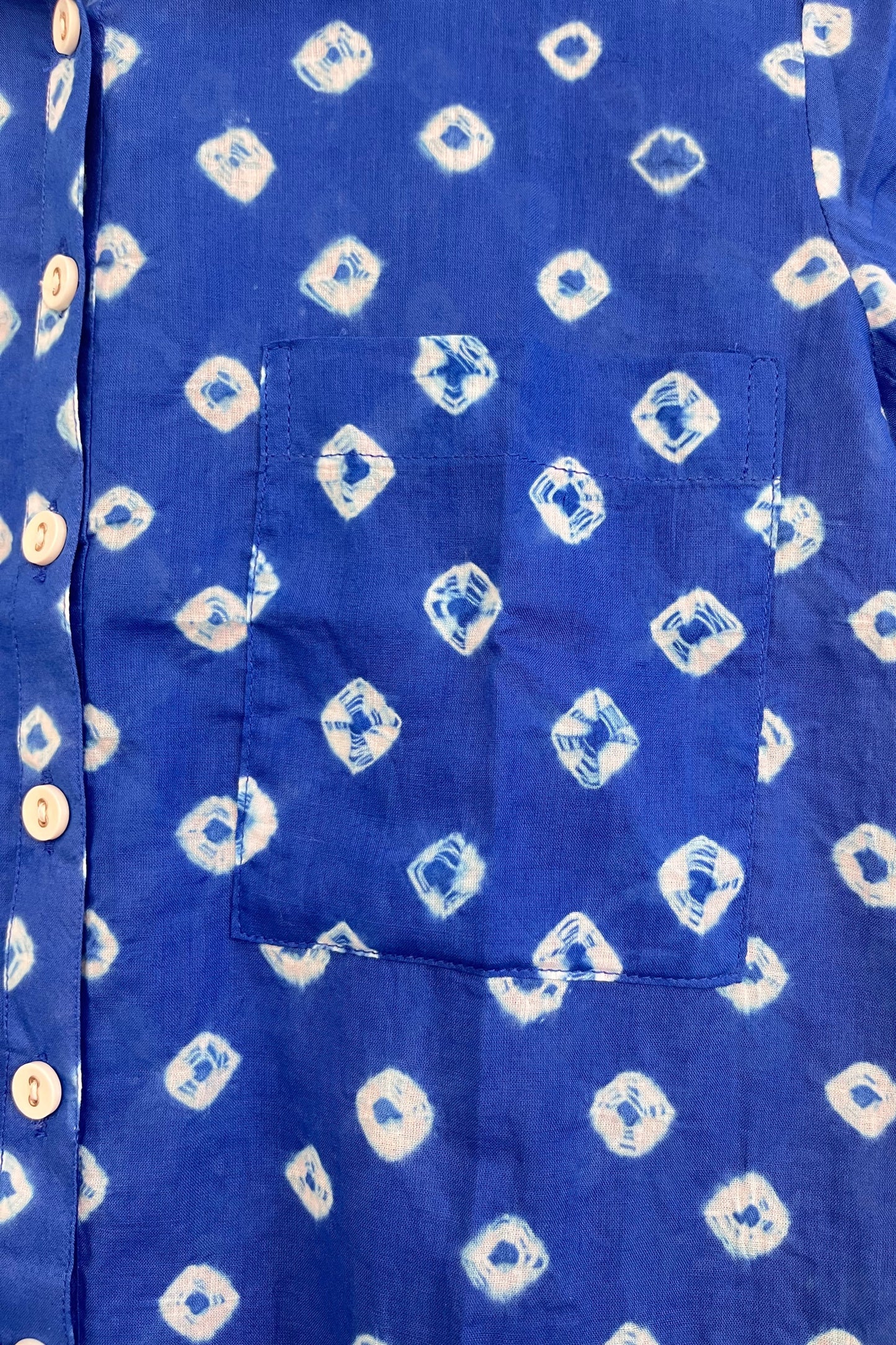 Mulmul Bandhani shirt-Blue