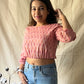 Peach ikat cropped top-XS