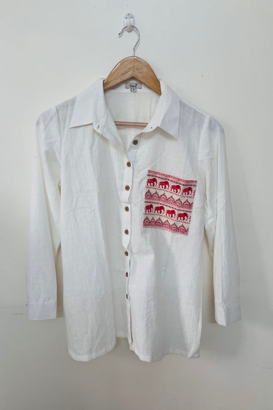 White patch pocket shirt-S
