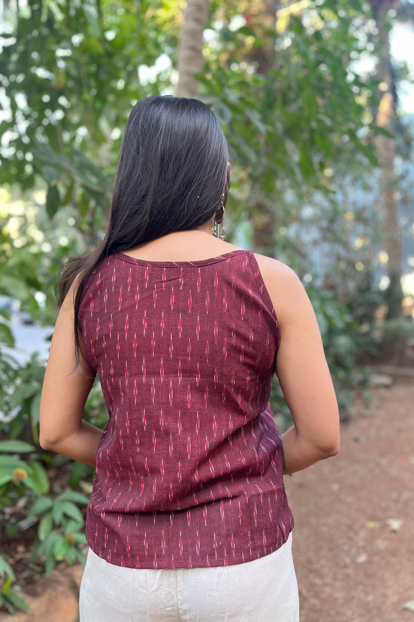 Maroon ikat camisole
