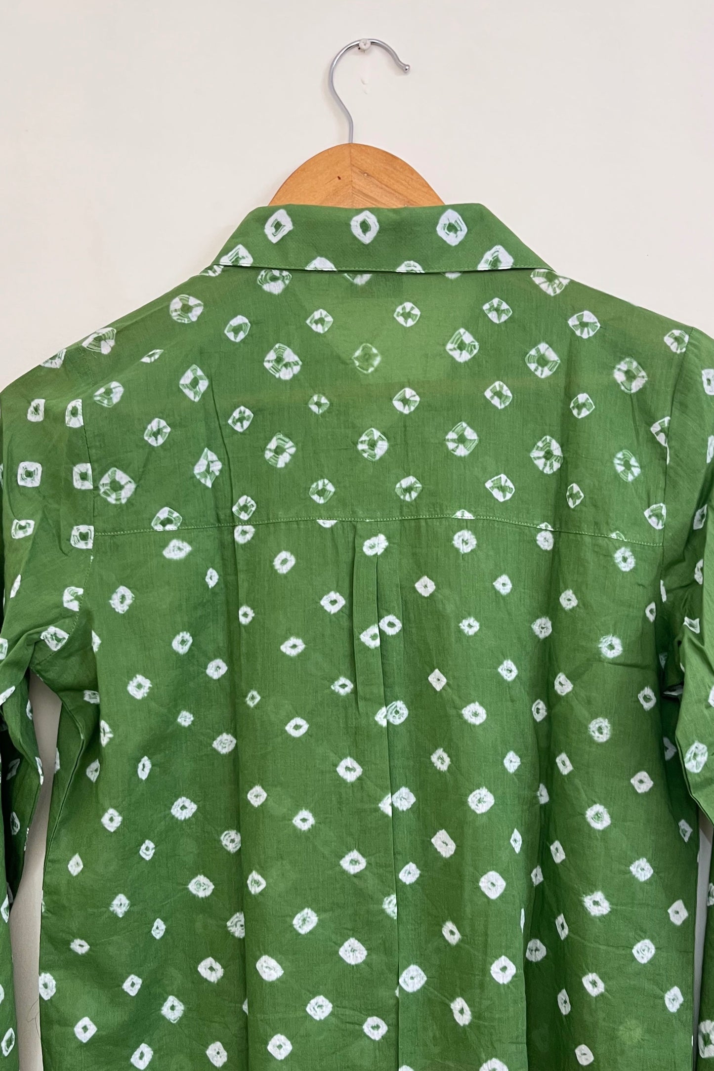 Mulmul Bandhani shirt-Olive