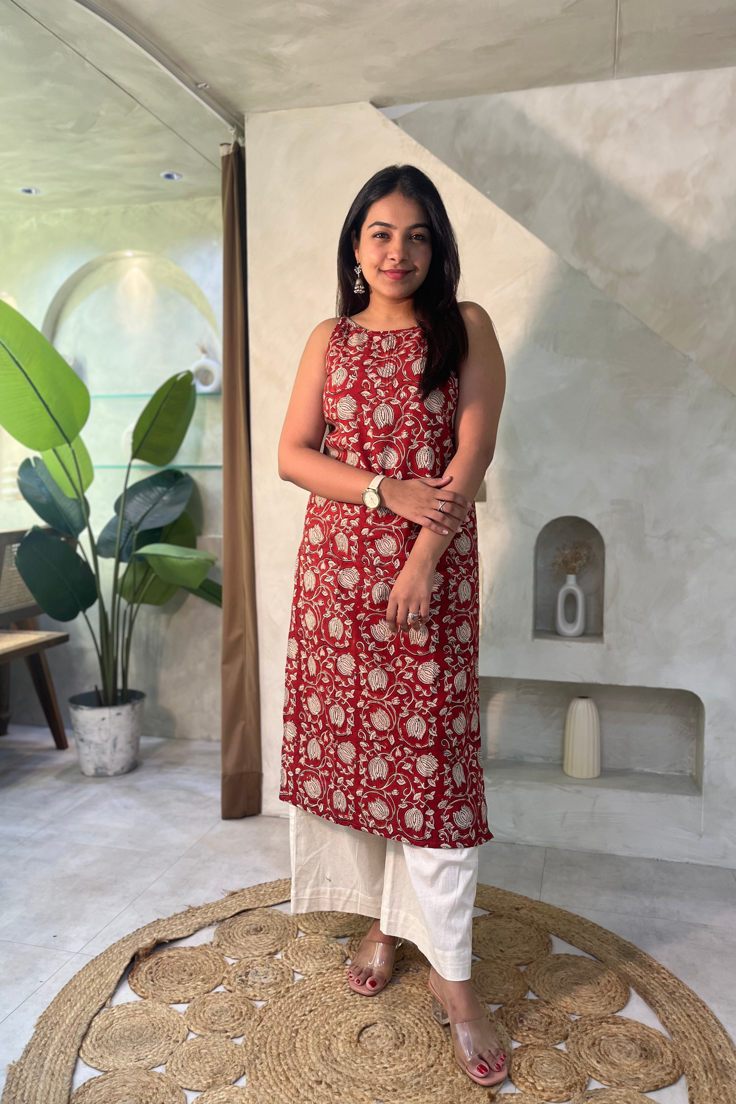 Vani block printed kurti-Rust