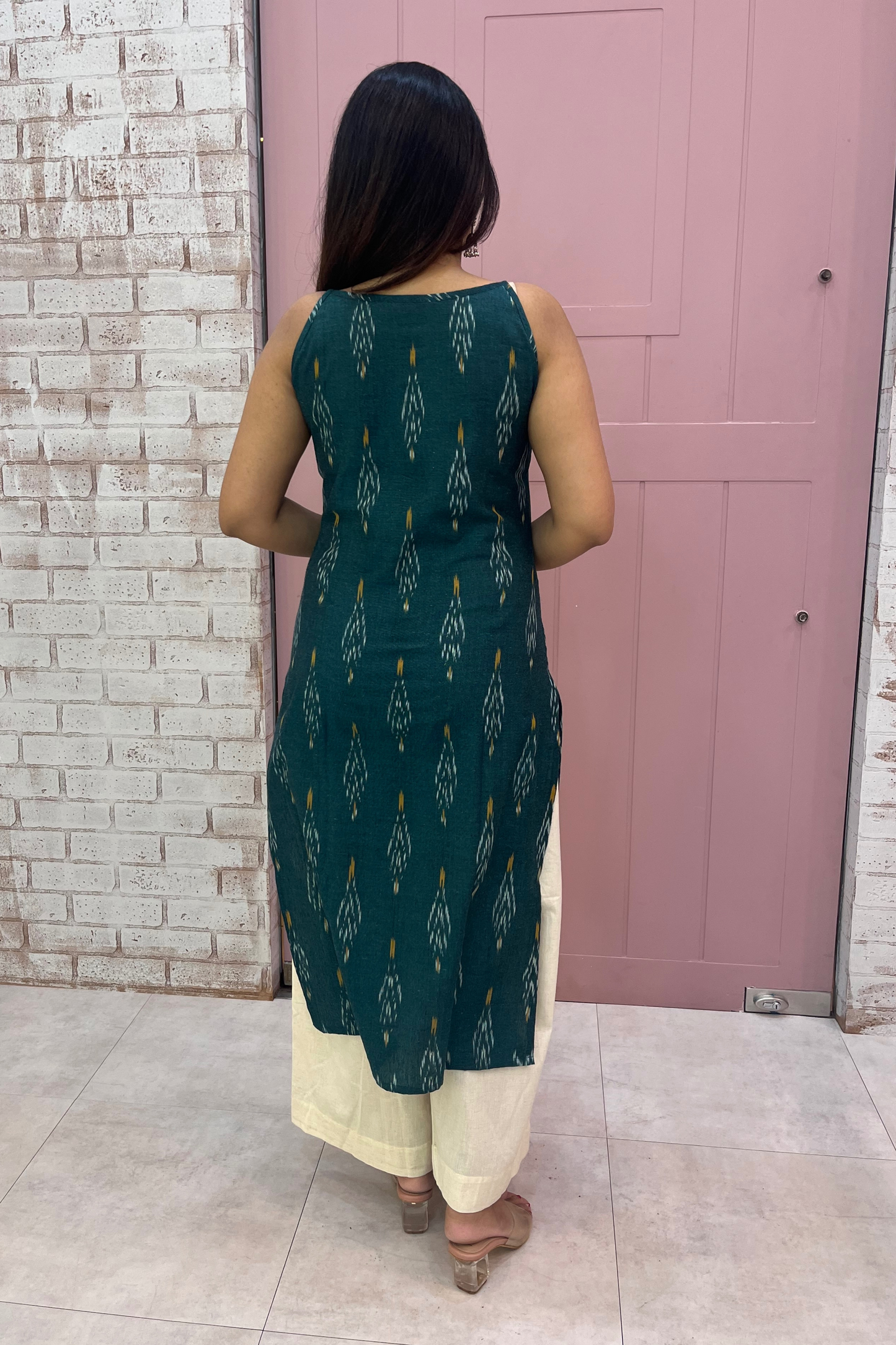 Emerald Green Ikat kurti