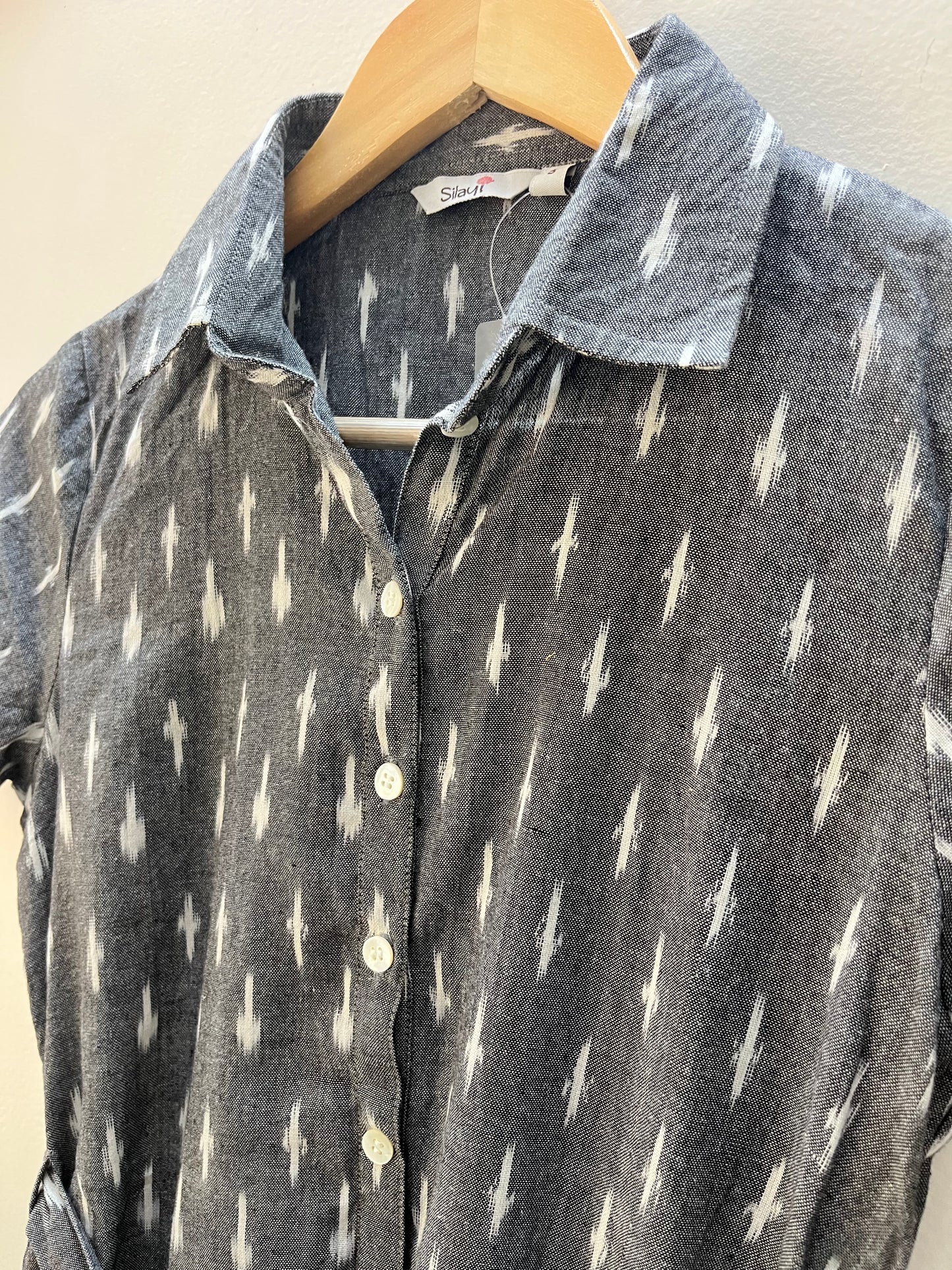 Grey Ikat shirt dress-S