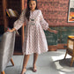 White spring block printed dress
