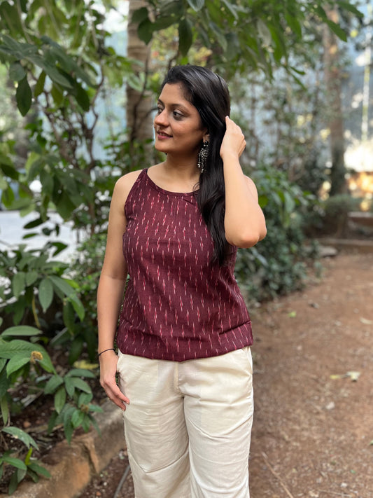 Maroon ikat camisole