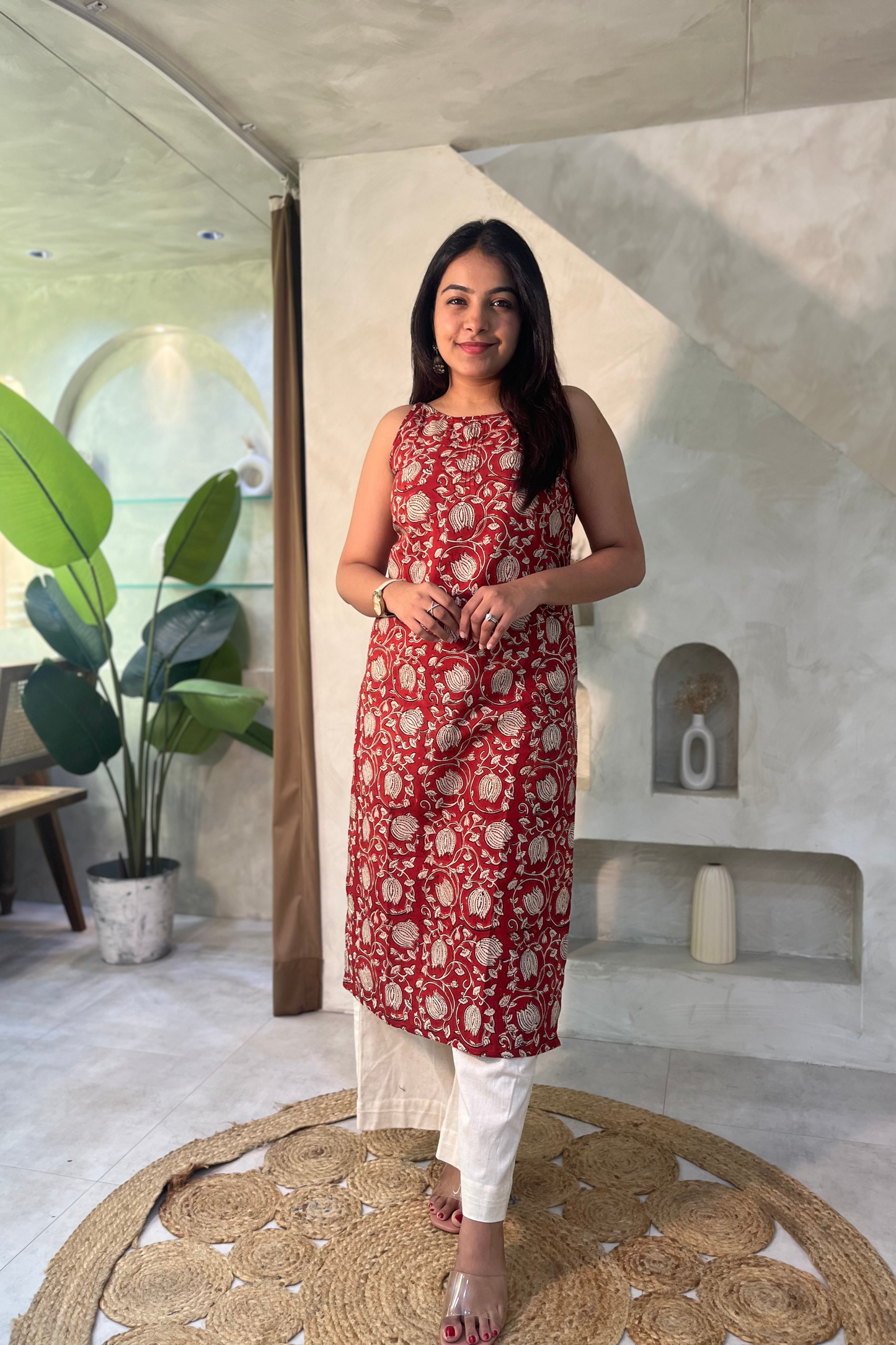 Vani block printed kurti-Rust