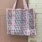 Sky blue block printed bag