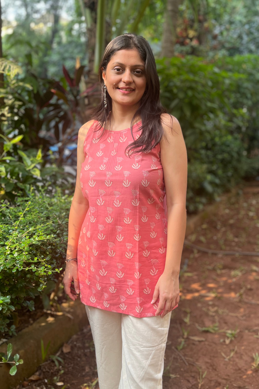 Rosy block printed short kurti
