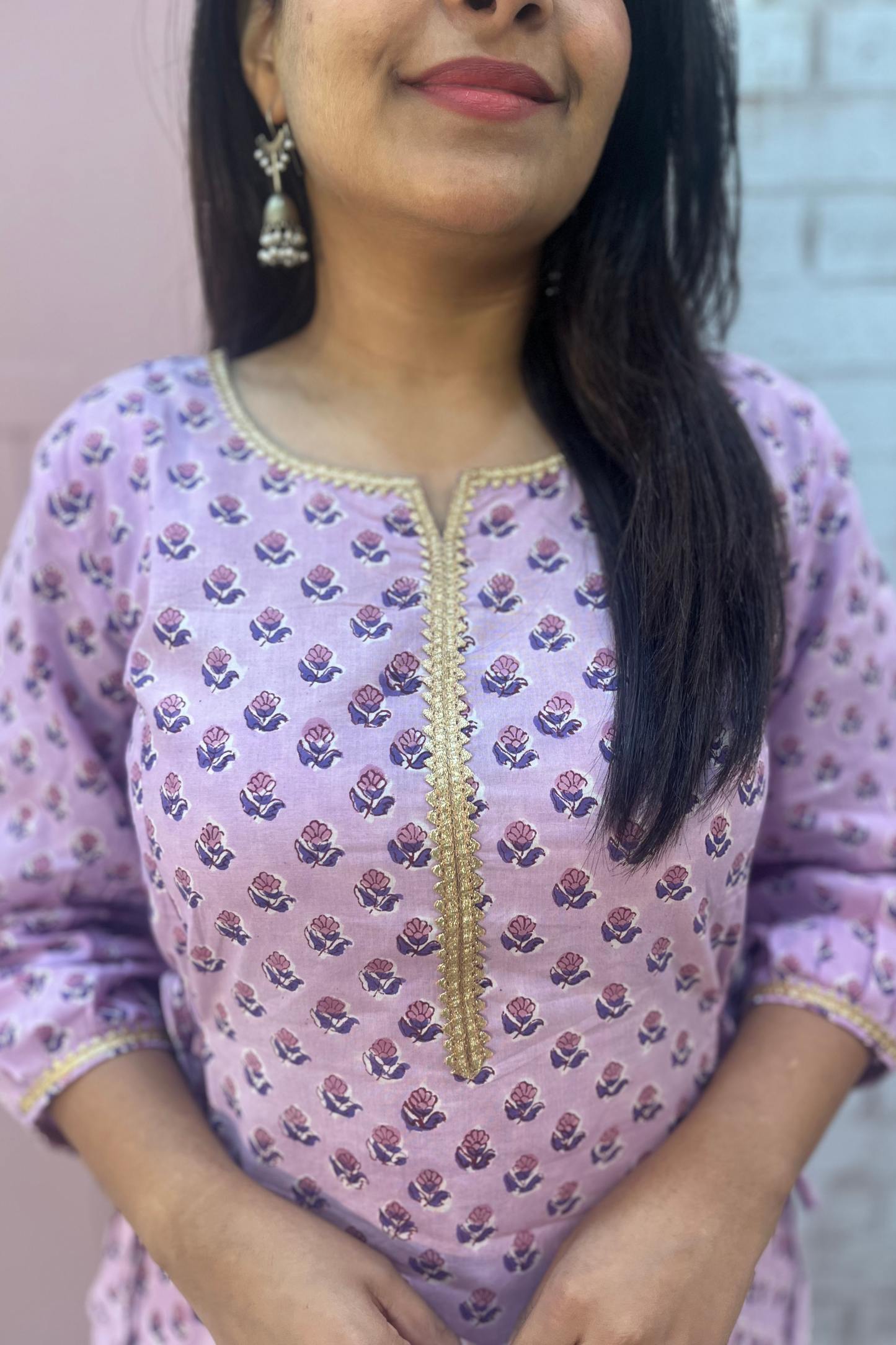 Ruhani A-line kurti- Lilac