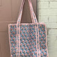 Sky blue block printed bag