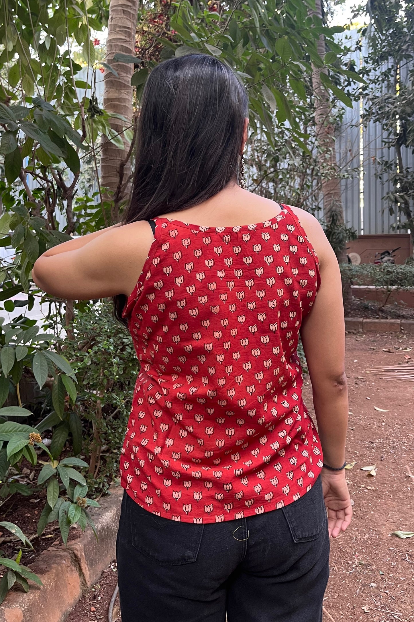 Rust block printed camisole
