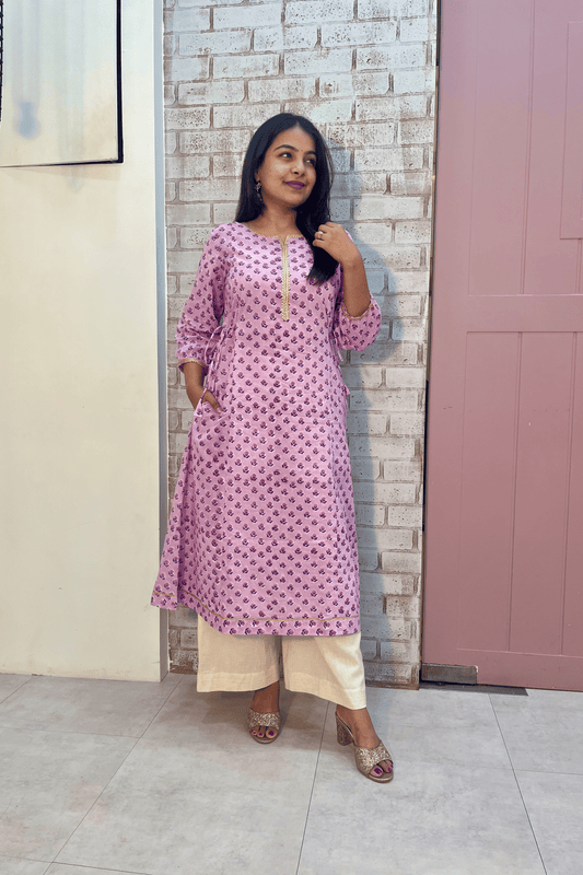 Ruhani A-line kurti- Lilac