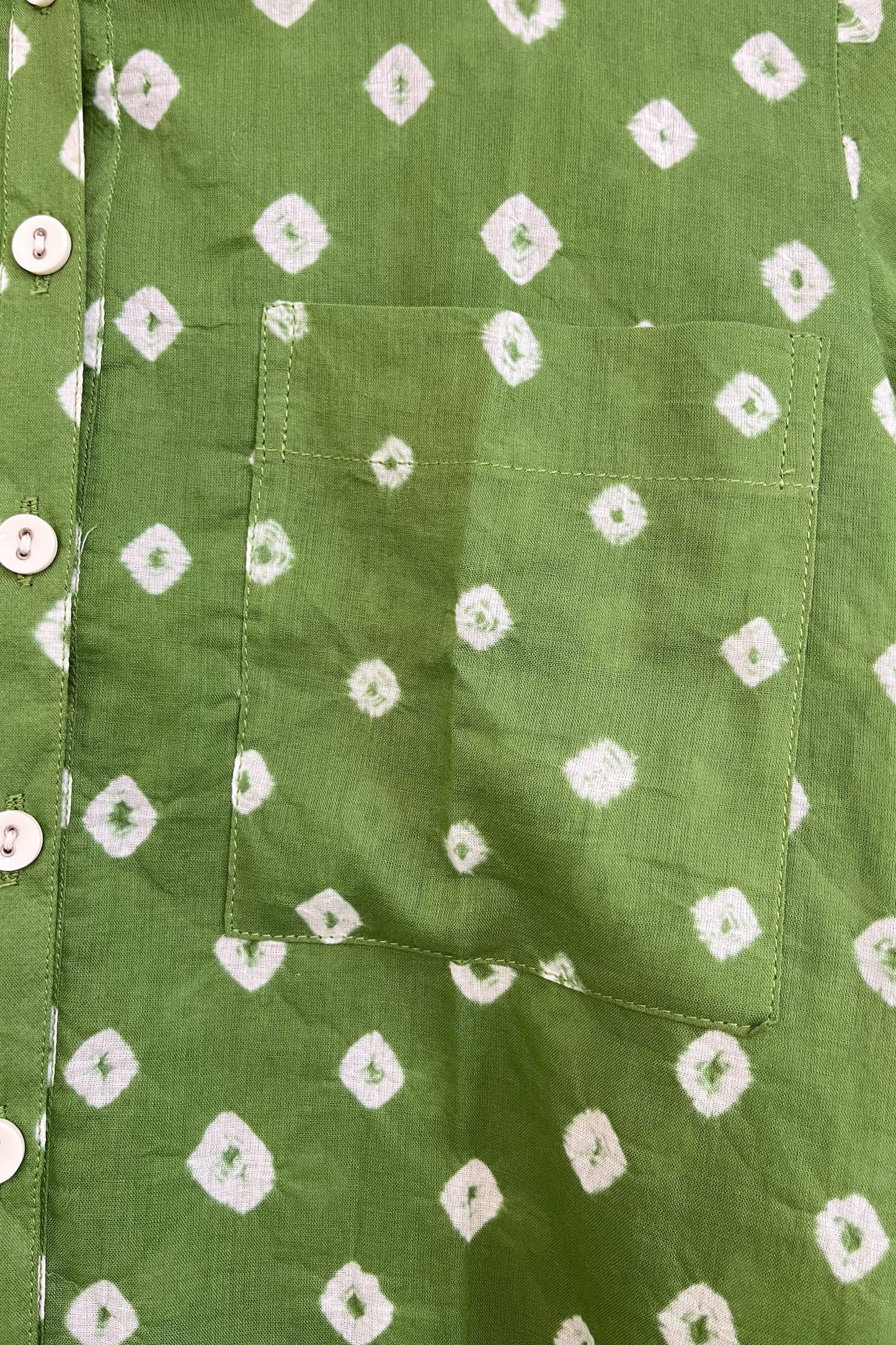 Mulmul Bandhani shirt-Olive