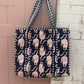 Navy block printed bag-large