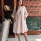 White spring block printed dress