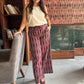 Maroon wide legged Ikat pants