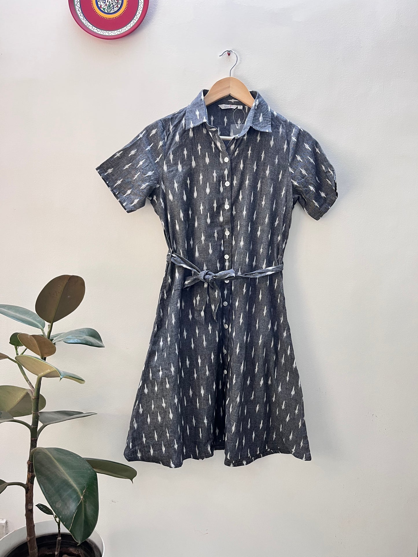 Grey Ikat shirt dress-S
