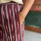 Maroon wide legged Ikat pants