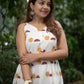 Moon block printed Dress- White