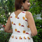 Moon block printed Dress- White