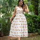 Moon block printed Dress- White