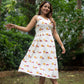 Moon block printed Dress- White