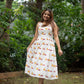 Moon block printed Dress- White