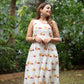 Moon block printed Dress- White
