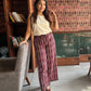 Maroon wide legged Ikat pants