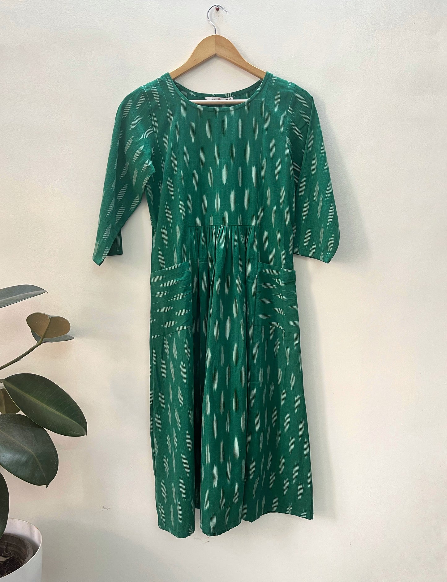 Green Ikat dress-XS